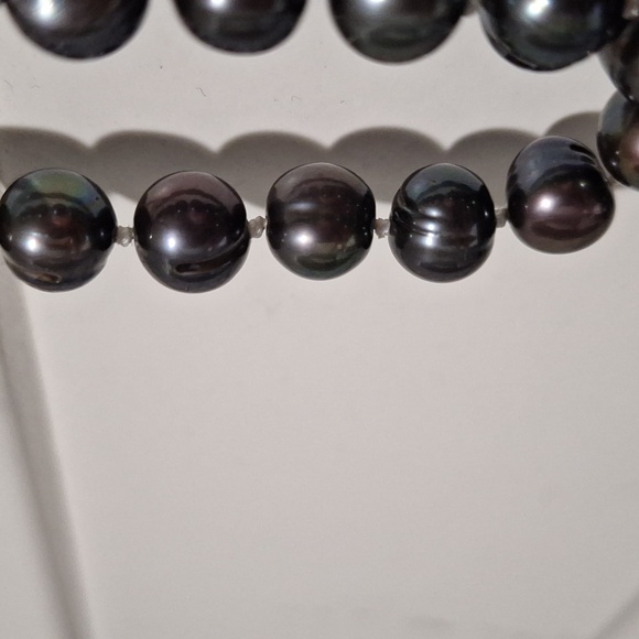 🦪 Stunning vintage black pearl knotted necklace. 18" freshwater dyed. - Picture 15 of 17